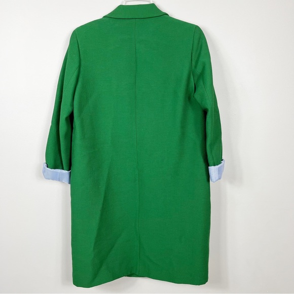 Zara Basic Outerwear One Button Closure Striped Green Blazer - Picture 8 of 9